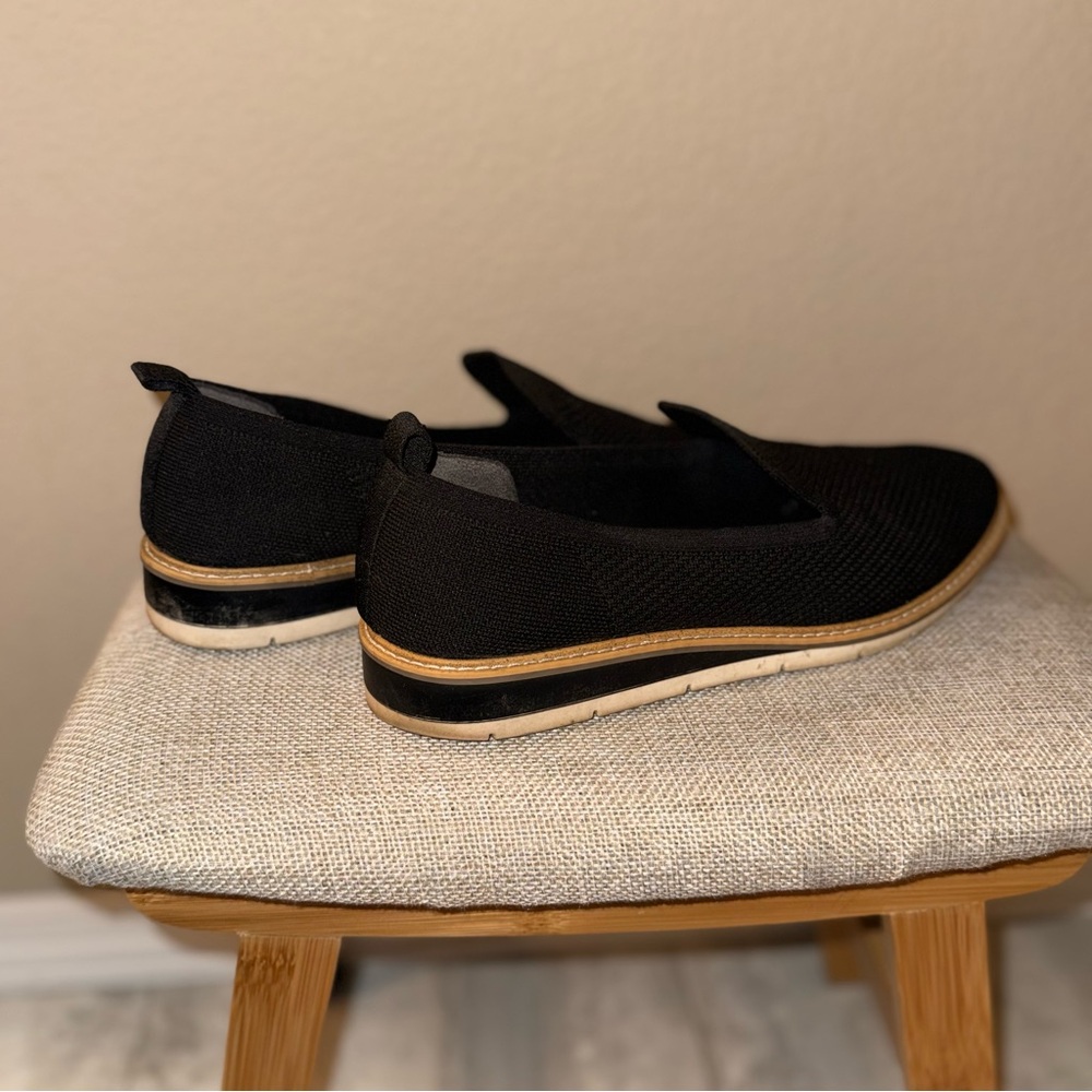 Black Slip-On Loafers with Tan Sole - Picture 4 of 5